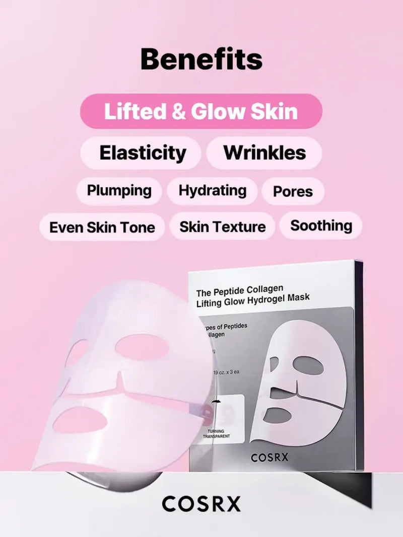 COSRX Peptide Collagen Glow Hydrogel Mask 3-Pack