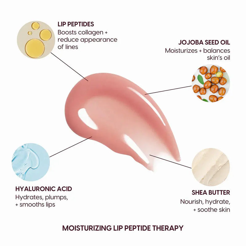 Kara Beauty Lip Syrup Moisturizing Peptide Therapy Milky Peach