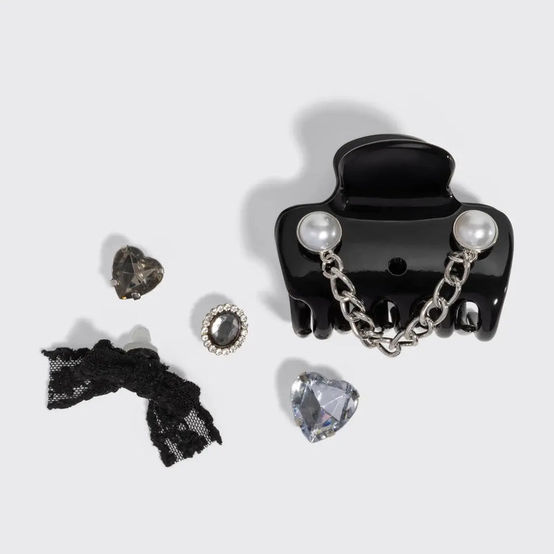 Kitsch KitschPop Charms & Cloud Clip Set Vintage Black