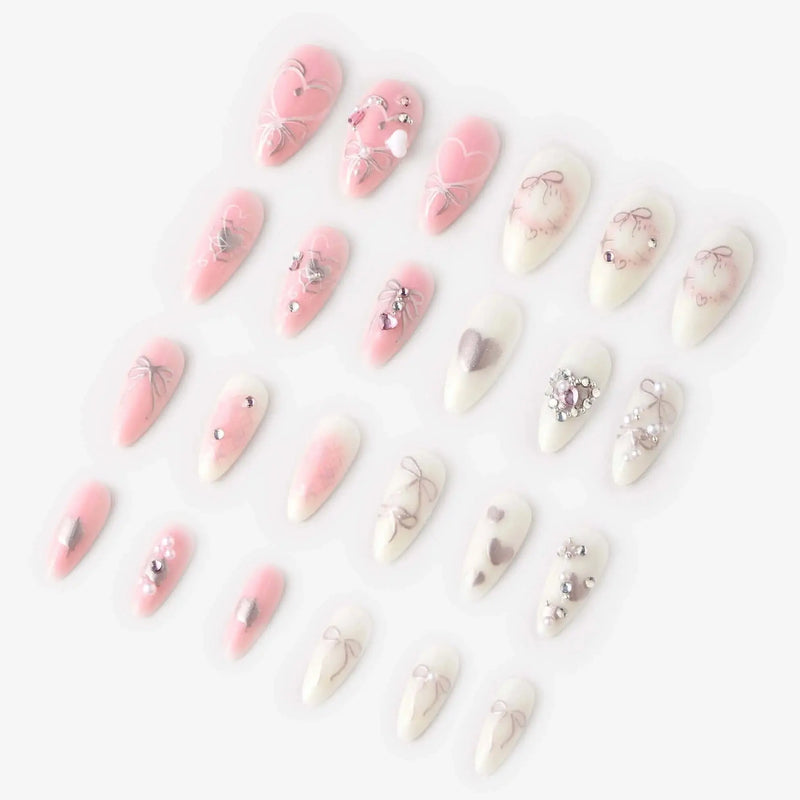 Never Have I Ever Press-On Nails Hearts of Pearls