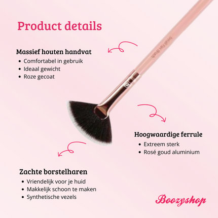 Boozyshop Pink & Rose Gold Small Fan Brush