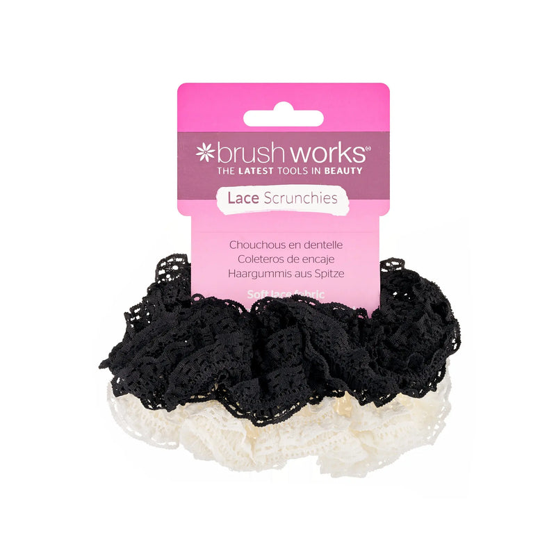 Brushworks Lace Scrunchies Black & White