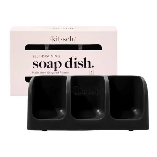 Kitsch Bottle-Free Beauty Selfdraining Soap Dish Black