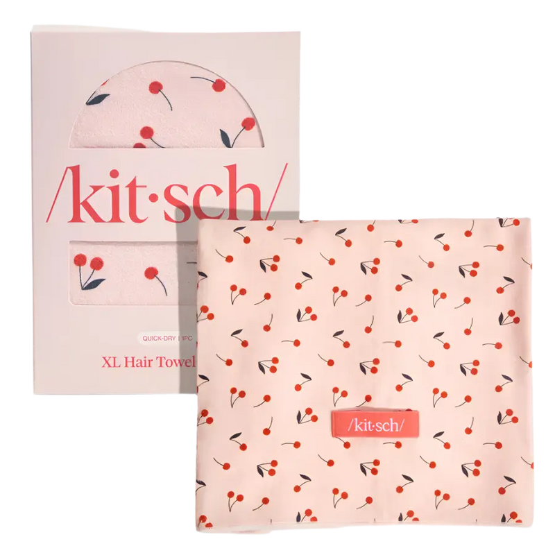 Kitsch Kitsch XL Hair Towel Wrap Cherry Print