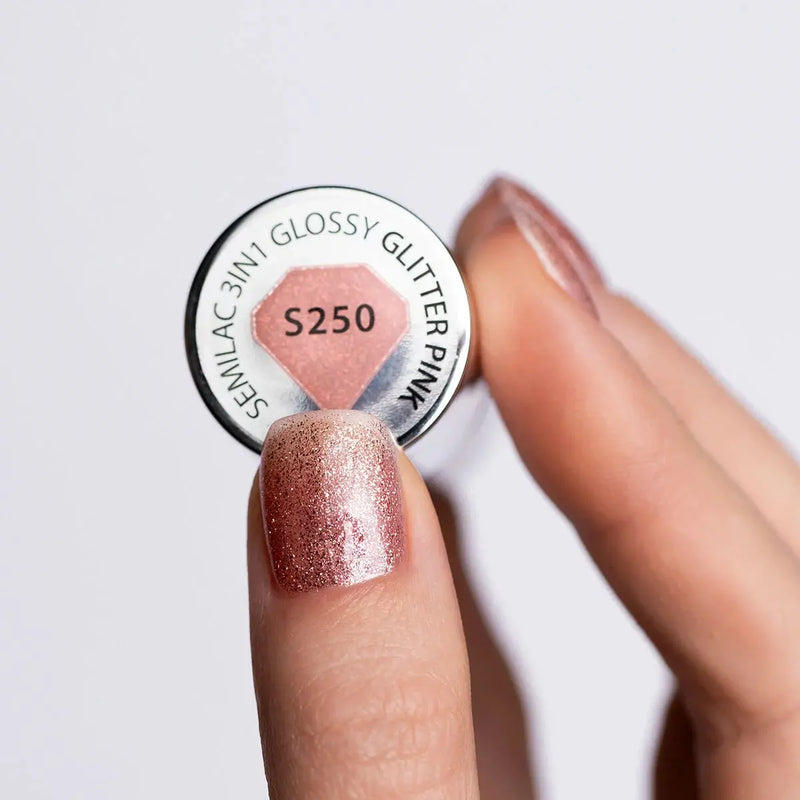 Semilac One Step 3in1 Glossy S250 Glitter Pink