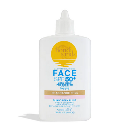 Bondi Sands Sunscreen Face Fluid SPF 50+ Fragrance Free Tinted