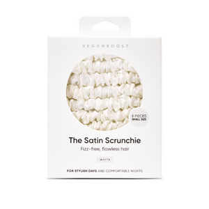 Veganboost Small Satin Scrunchies White